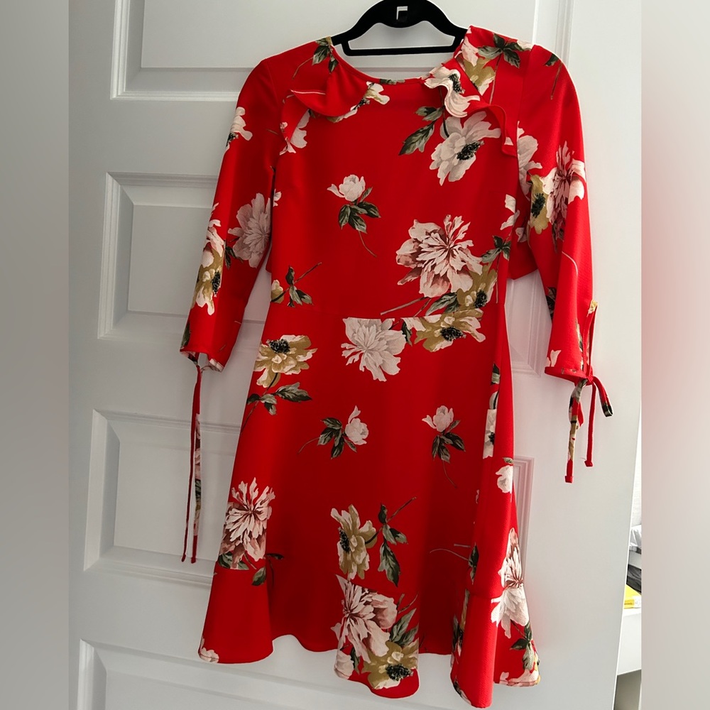 Topshop red floral dress